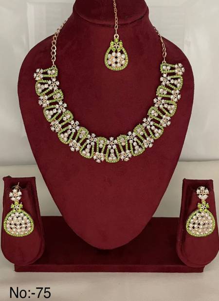 Nr Accessories Diamond Necklace Mang tikka With Earring Catalog
